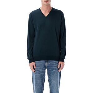 JOHN SMEDLEY Men's V-Neck Wool Sweater Men RICHARDSON GREEN Sweaters & Cardigans